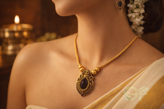 Traditional Pendant Necklace Set with Matching Earrings