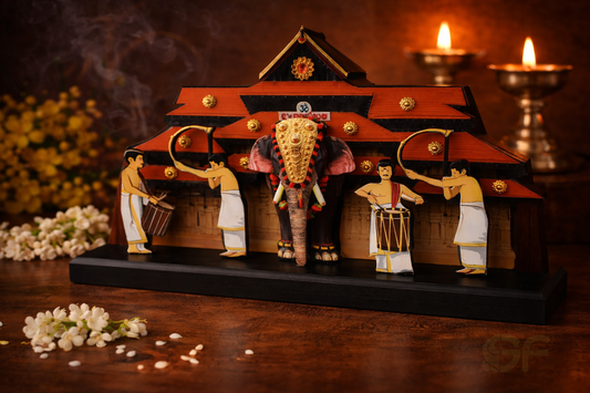 Kerala Temple Festival Decor with Caparisoned Elephant & Panchari Melam