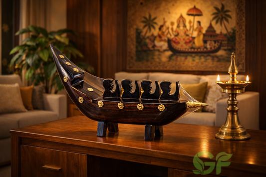 Traditional Kerala Snake Boat (Chundan Vallam) Decorative Showpiece