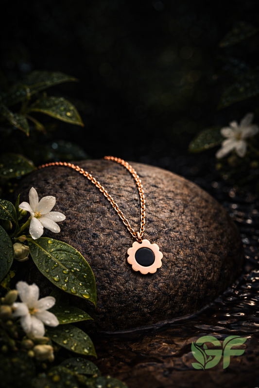 Double-Sided Floral Round Pendant Necklace