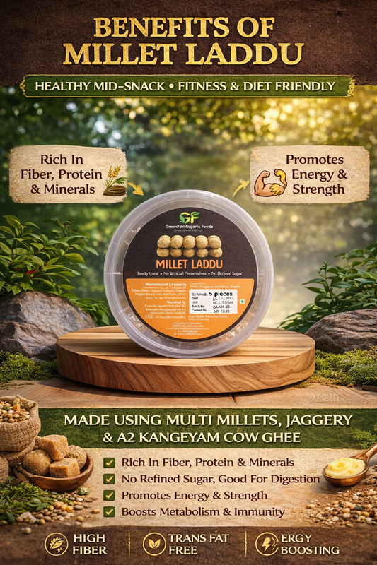 Multi Millet Laddu with Jaggery & A2 Ghee - Healthy Sweet