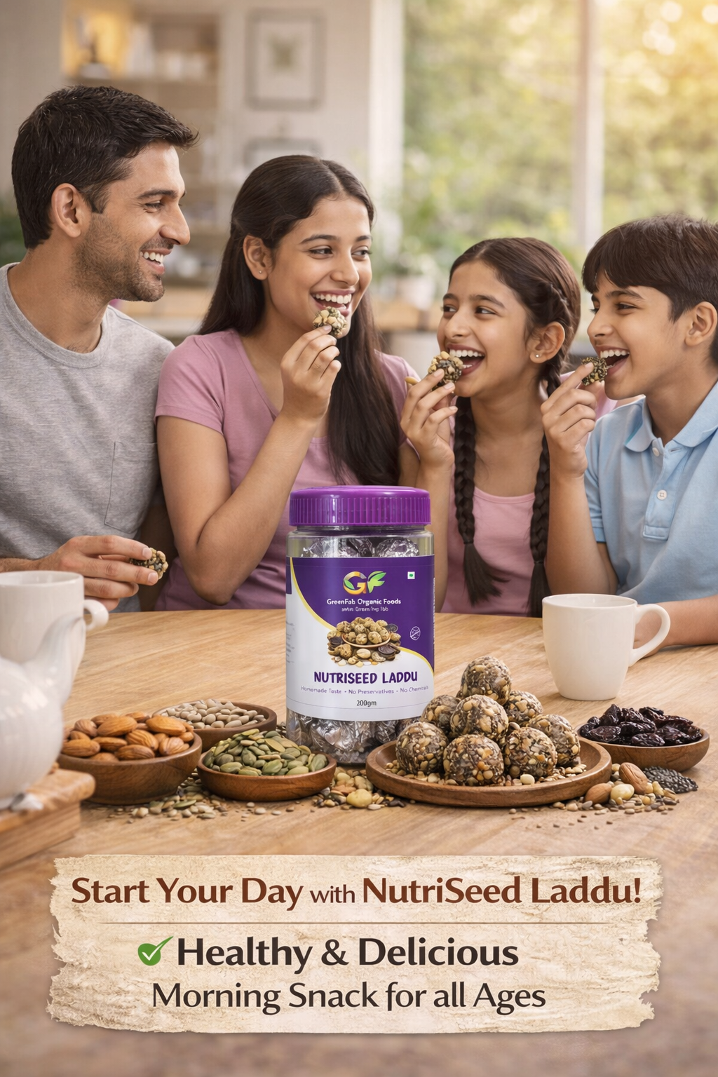 NutriSeed Laddu 190gm - Healthy Nut & Seed Energy Balls