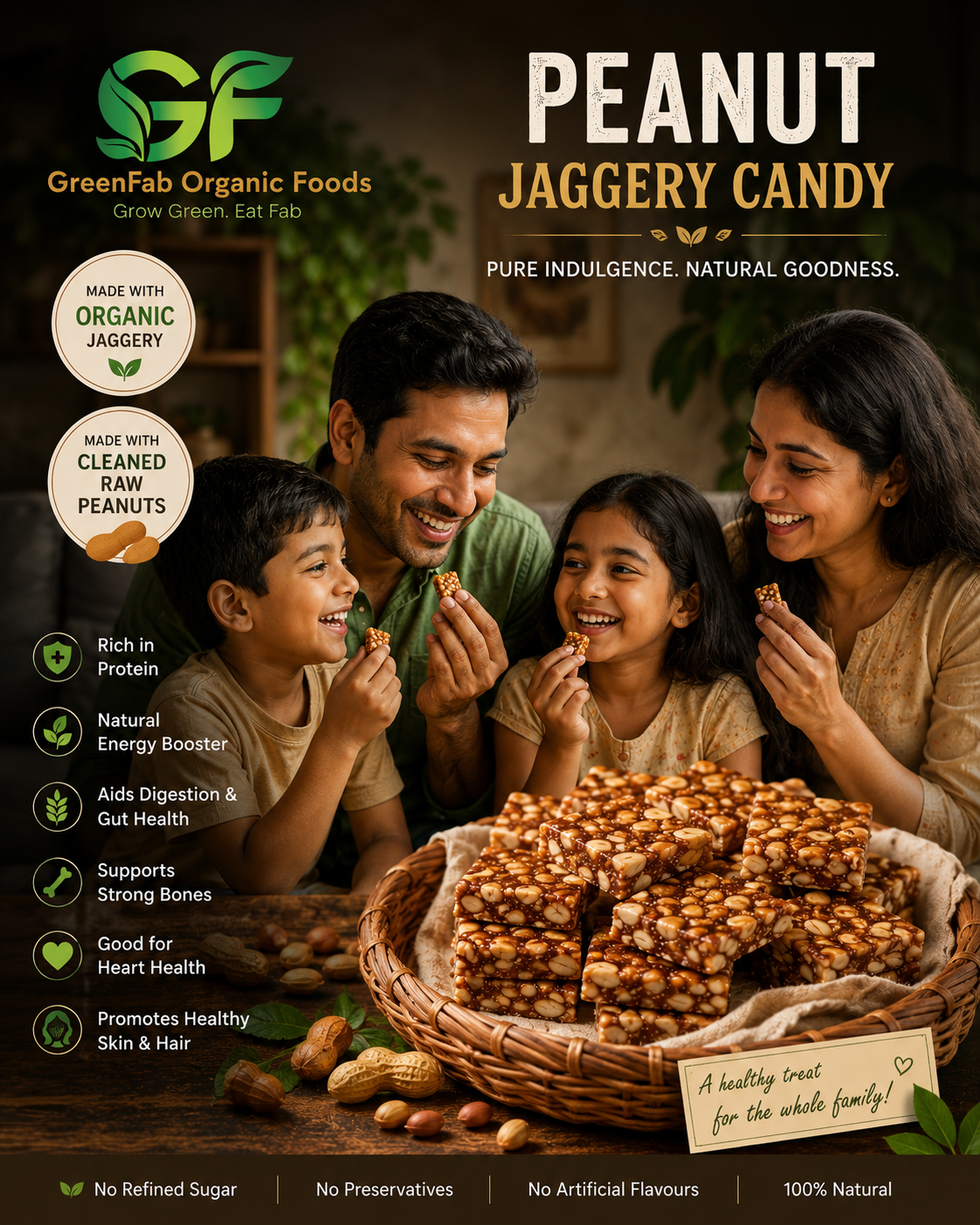 Peanut Jaggery Candy 100g - Healthy Snack