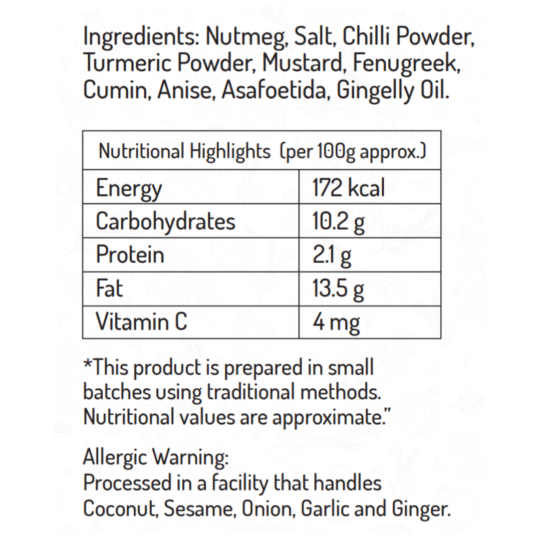 Nutmeg Pickle 200gm - Rare Traditional Aromatic Indian Pickle