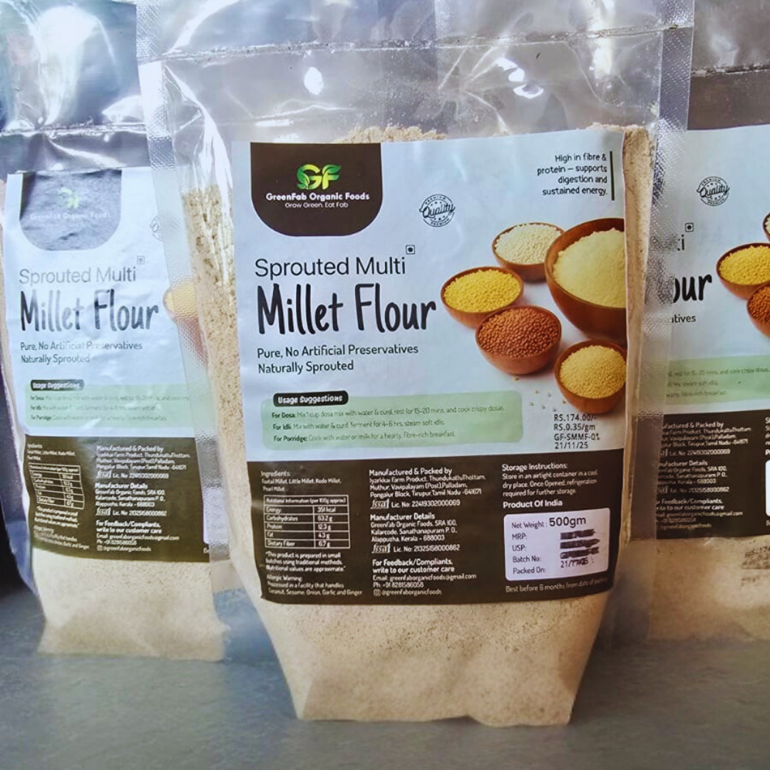 Sprouted Multi Millet Flour 500gm - High Fiber Diabetic-Friendly