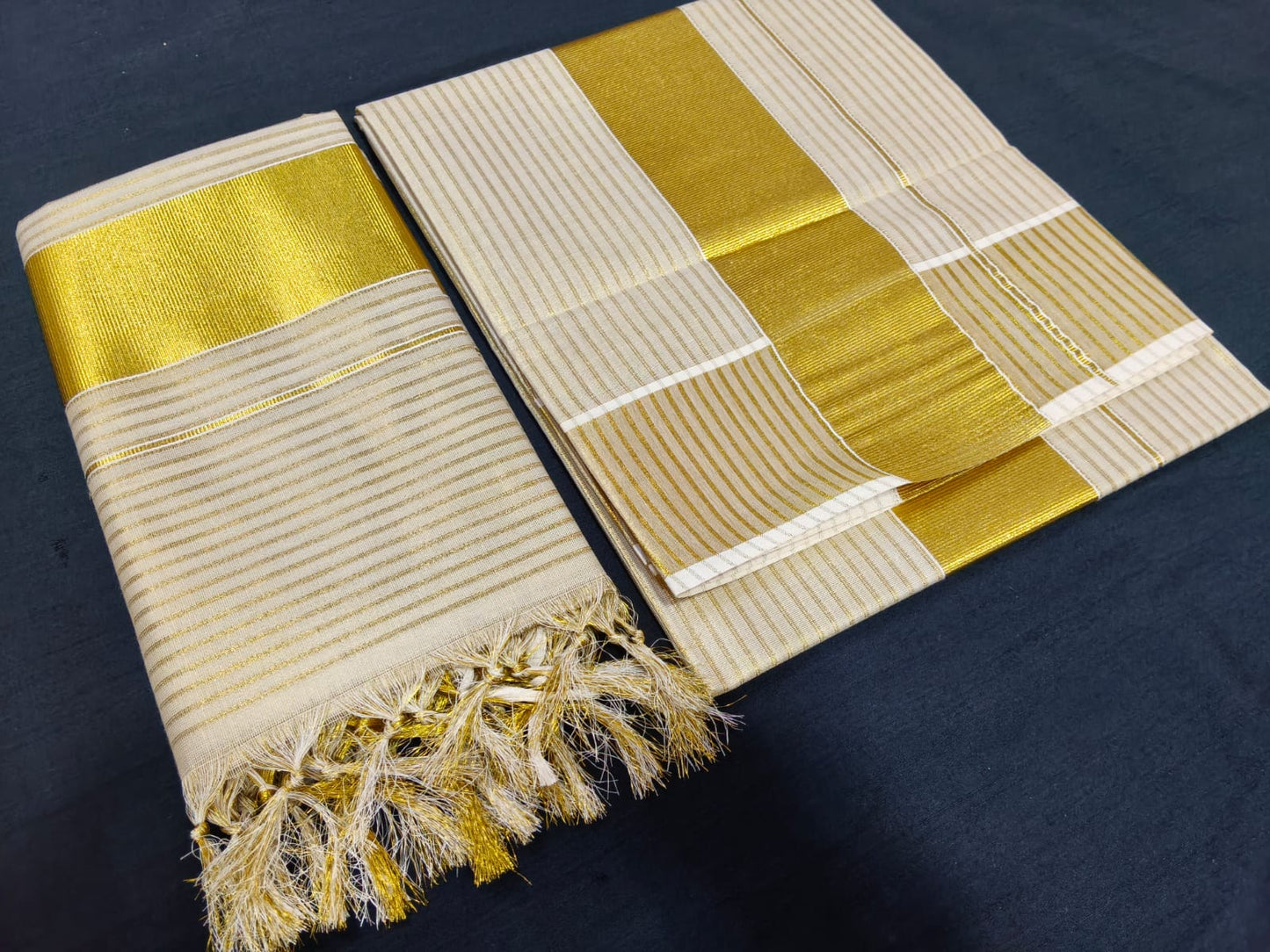 Premium Kerala Set Mundu – Traditional Kasavu Elegance