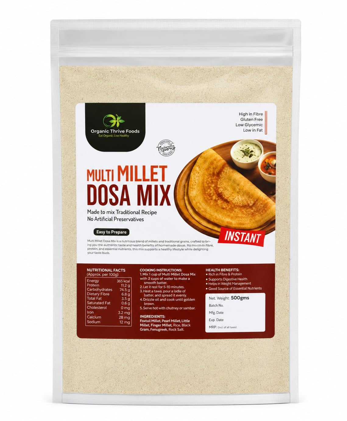 Multi Millet Dosa Mix - Instant Healthy Breakfast Mix
