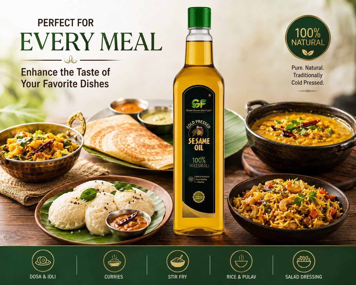 Cold Pressed Sesame Oil - 100% Pure Gingelly Oil