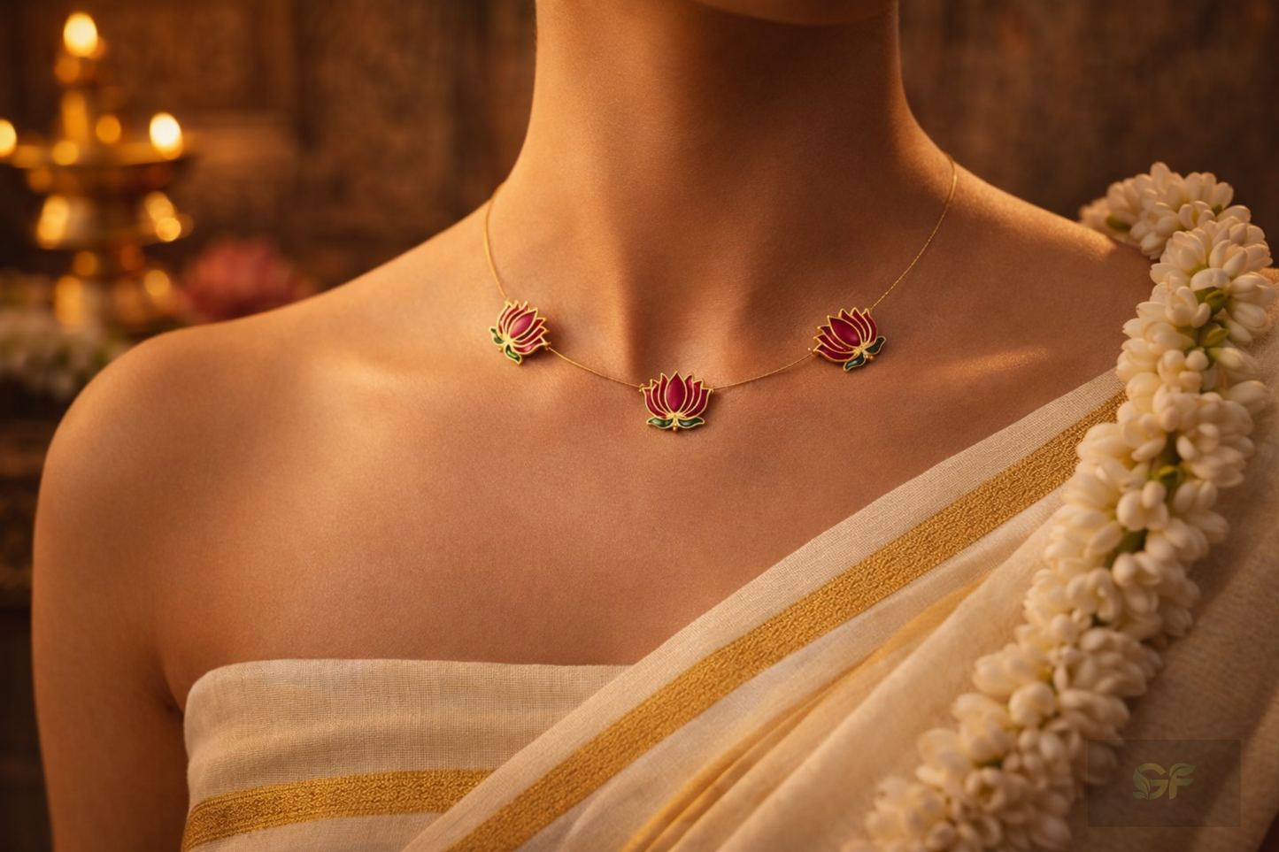 Invisible Lotus Design Chain Necklace