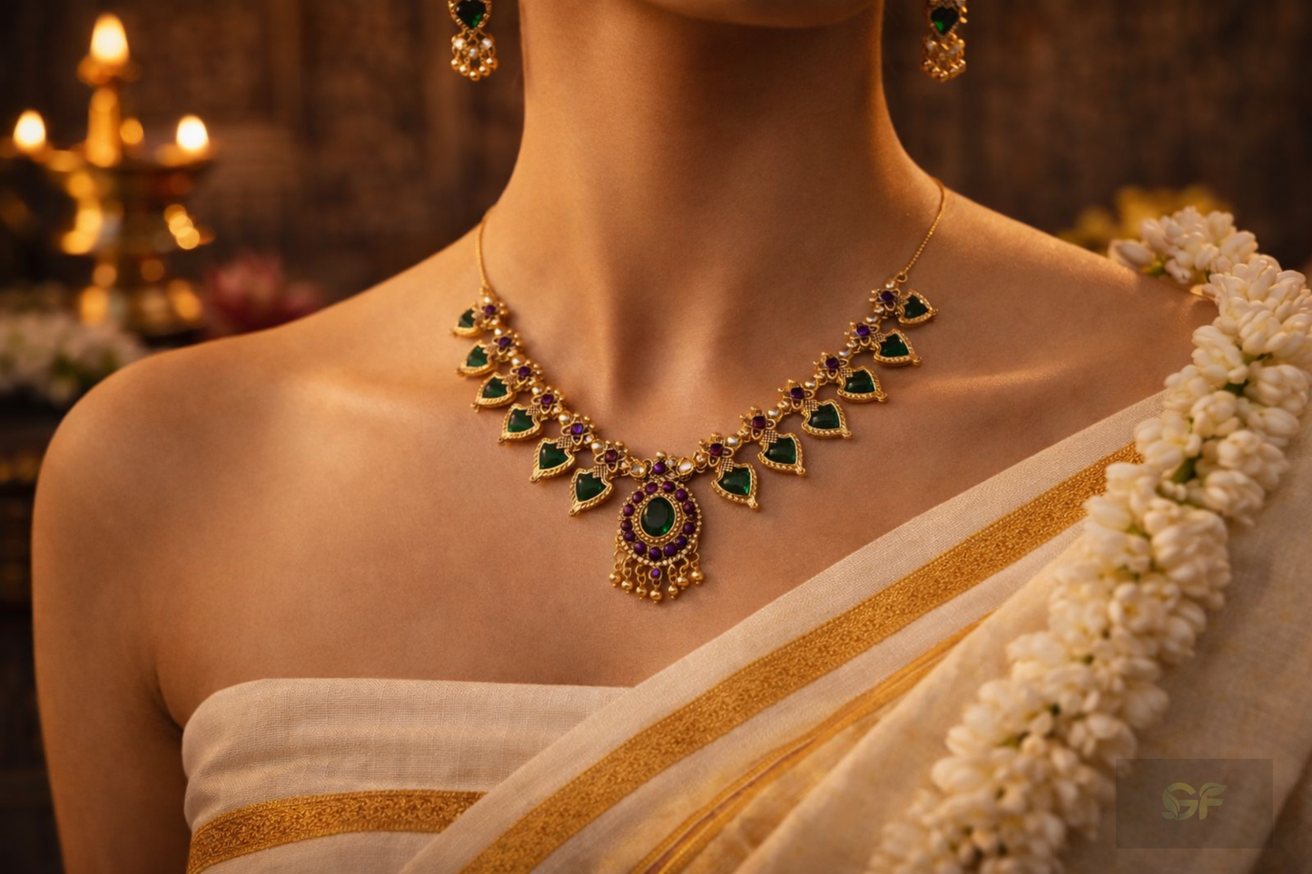Traditional Palakka Mala Necklace Set