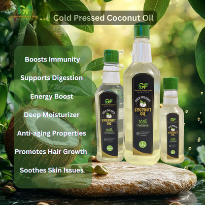 Cold Pressed Coconut Oil - Pure for Cooking, Hair & Skin