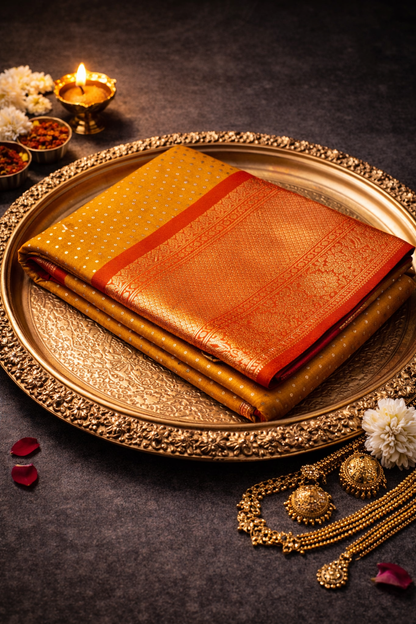 Soft Silk Saree with Kanchipuram Border – Timeless Elegance