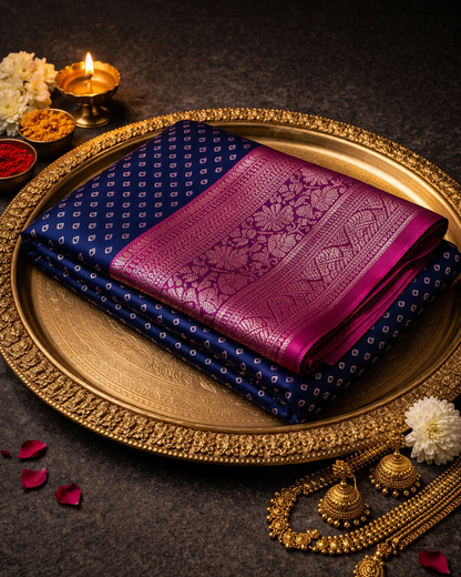 Soft Silk Saree with Kanchipuram Border – Timeless Elegance