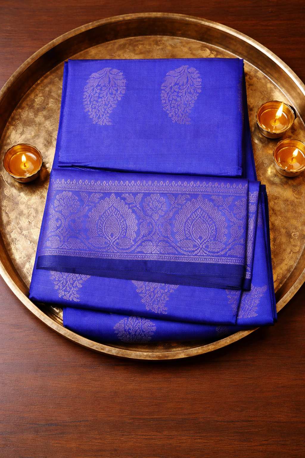 Soft Silk Saree with Elegant Zari Motifs & Traditional Border