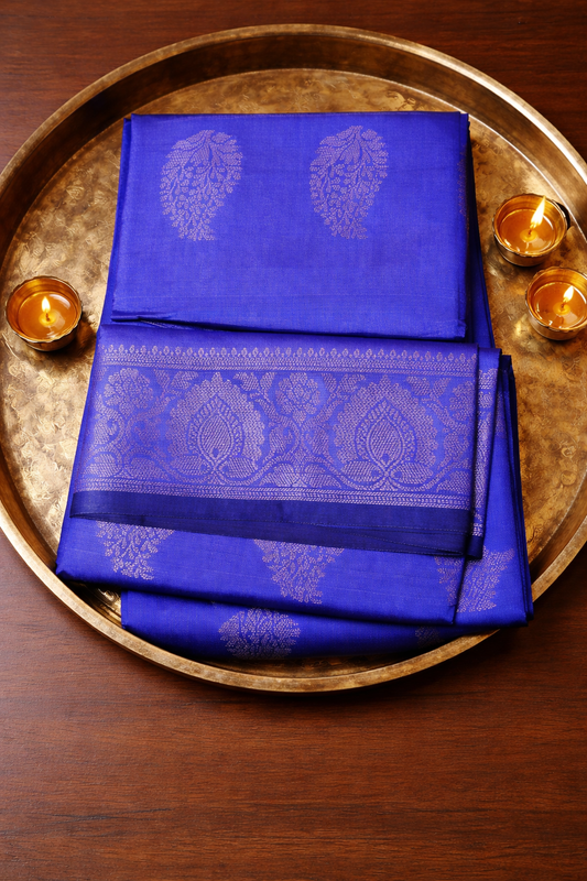 Soft Silk Saree with Elegant Zari Motifs & Traditional Border