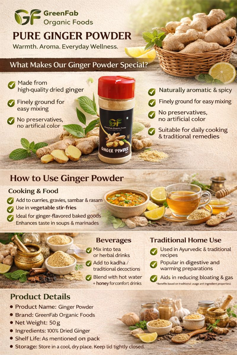 Ginger Powder 50gm - 100% Pure Dried Ginger Spice