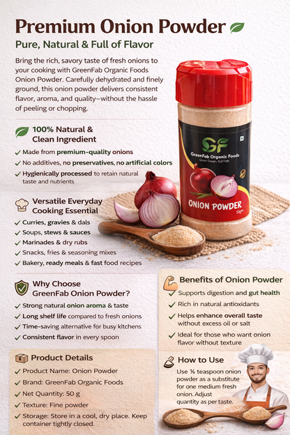 Onion Powder 50gm - 100% Natural Dehydrated Onion Seasoning