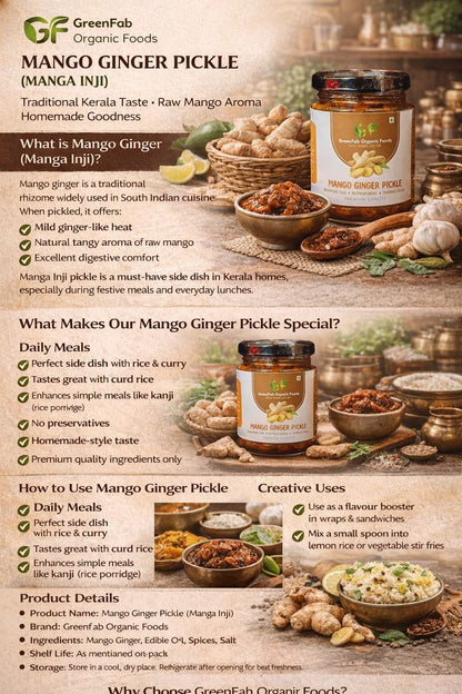 Mango Ginger Pickle (Manga Inji) 200 gm - Traditional Kerala Pickle