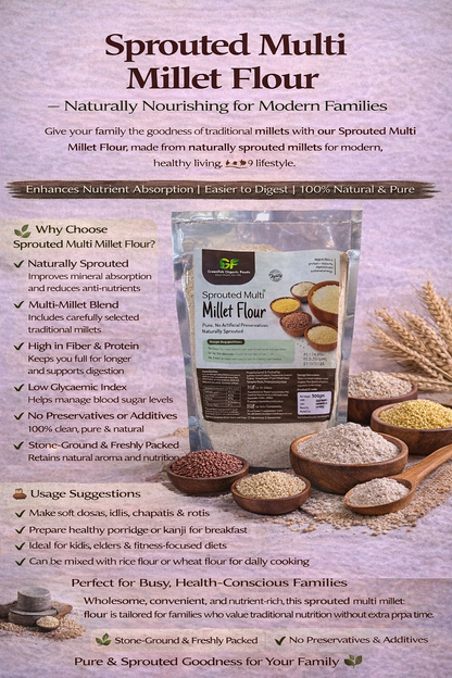 Sprouted Multi Millet Flour 500gm - High Fiber Diabetic-Friendly