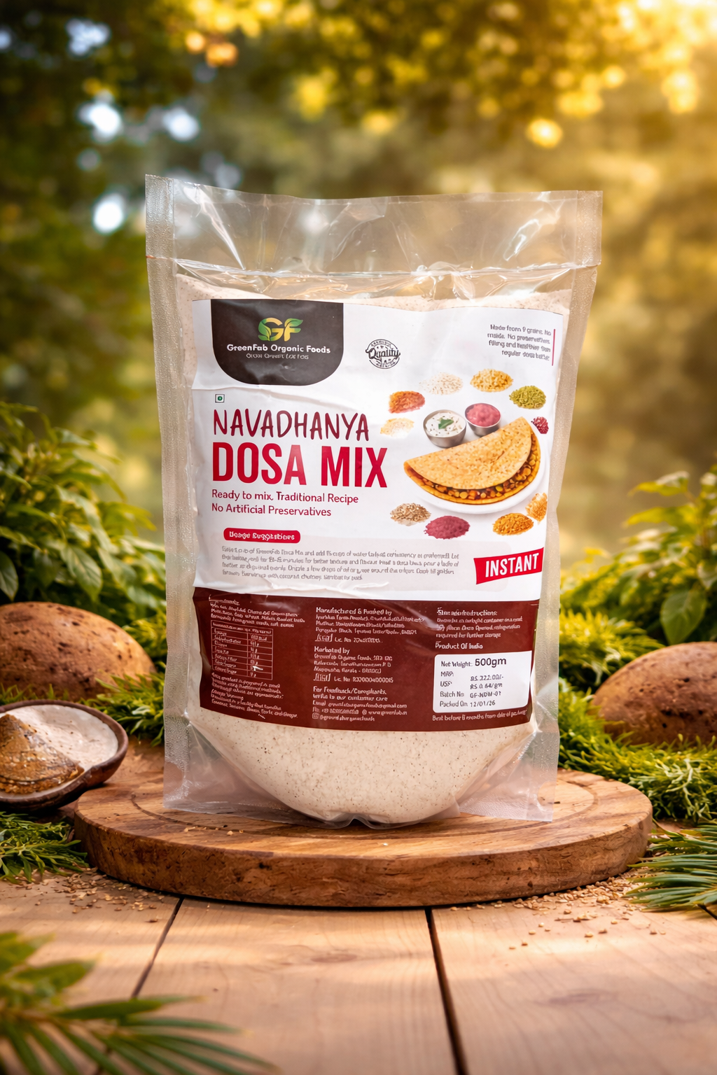 Navadhanya Dosa Mix - Instant Multigrain Dosa 500g | GreenFab