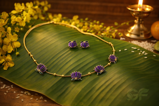 Lotus Design Chain Necklace Set