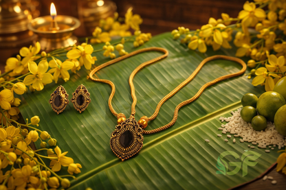 Traditional Pendant Necklace Set with Matching Earrings