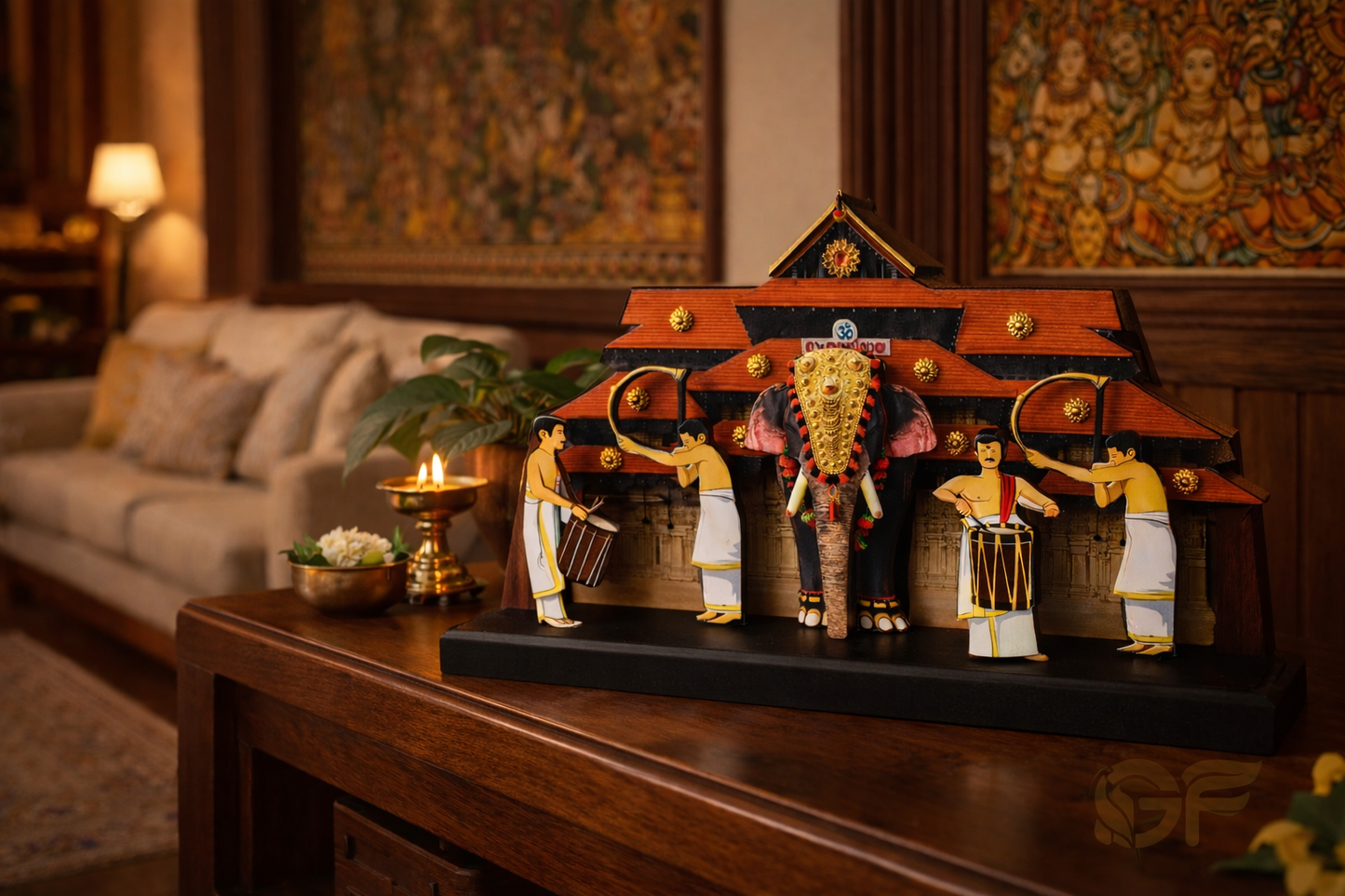 Kerala Temple Festival Decor with Caparisoned Elephant & Panchari Melam