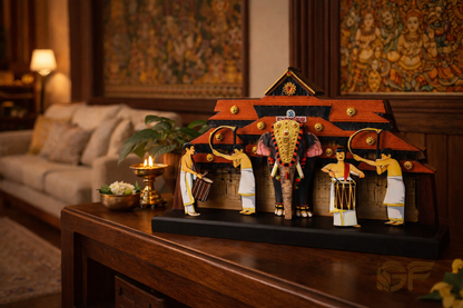 Kerala Temple Festival Decor with Caparisoned Elephant & Panchari Melam