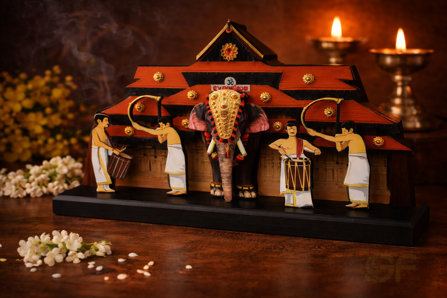 Kerala Temple Festival Decor with Caparisoned Elephant & Panchari Melam