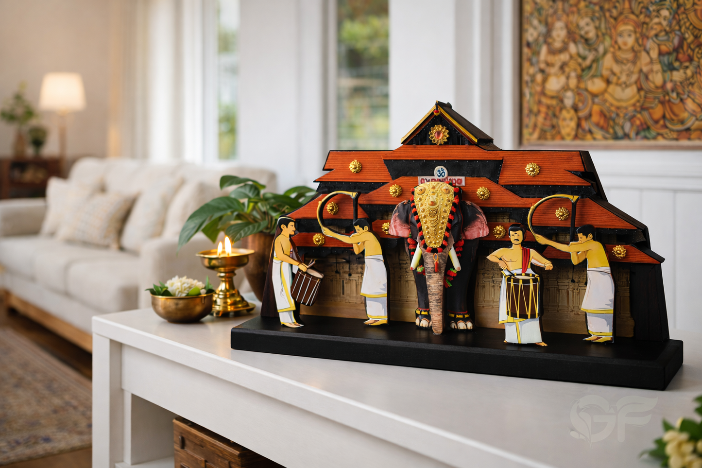 Kerala Temple Festival Decor with Caparisoned Elephant & Panchari Melam