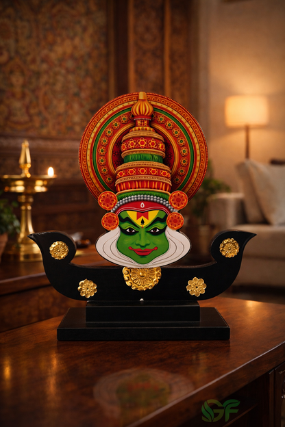Kathakali Face with Traditional Boat Base Decorative Showpiece