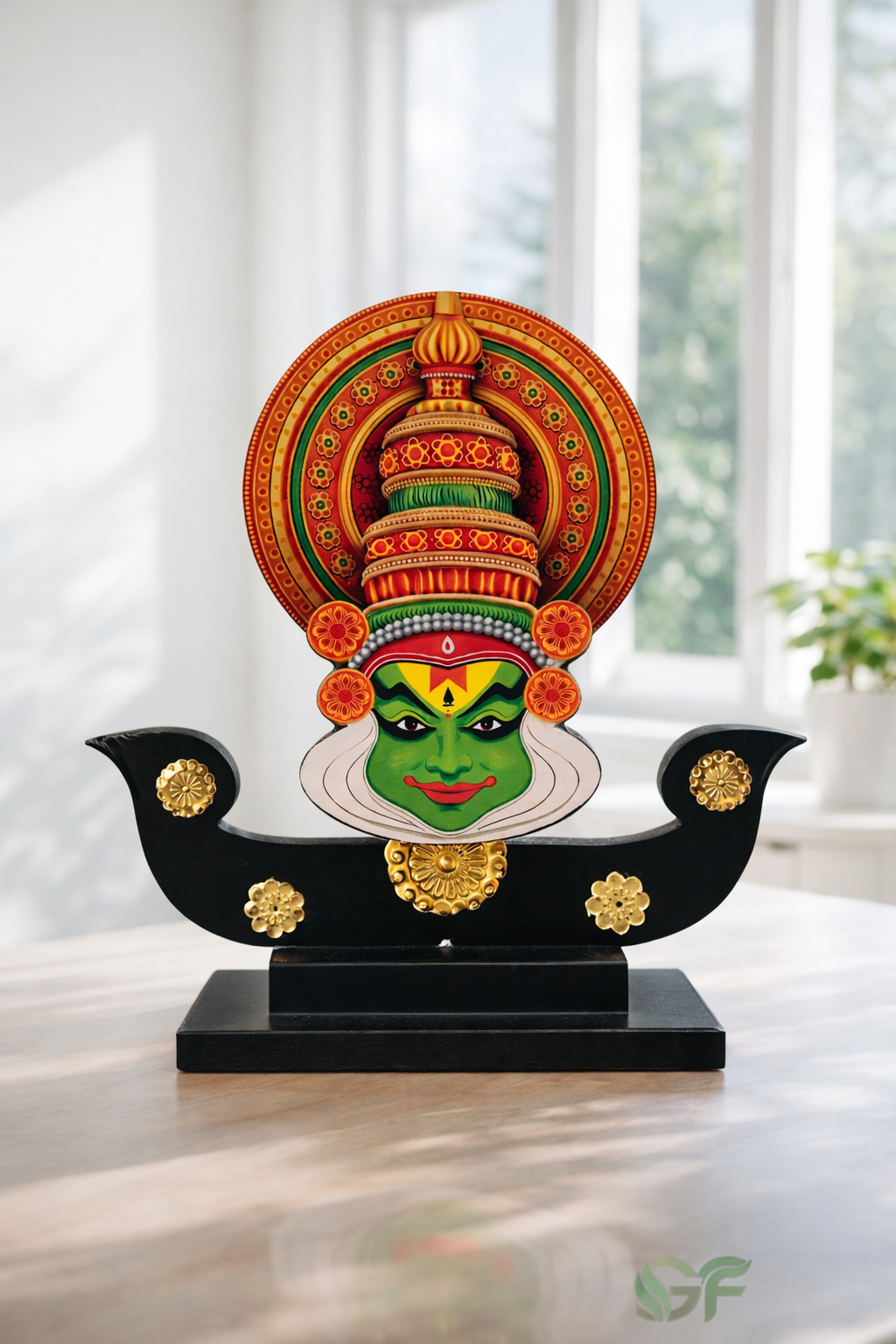 Kathakali Face with Traditional Boat Base Decorative Showpiece
