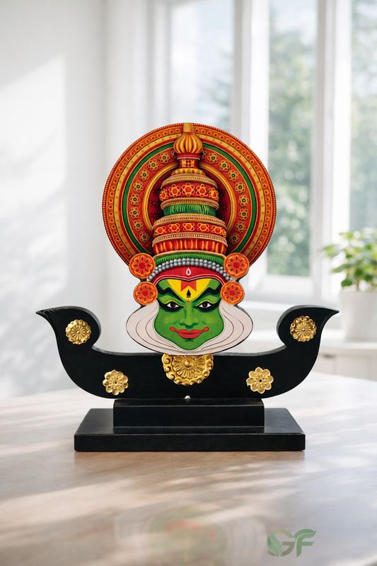 Kathakali Face with Traditional Boat Base Decorative Showpiece