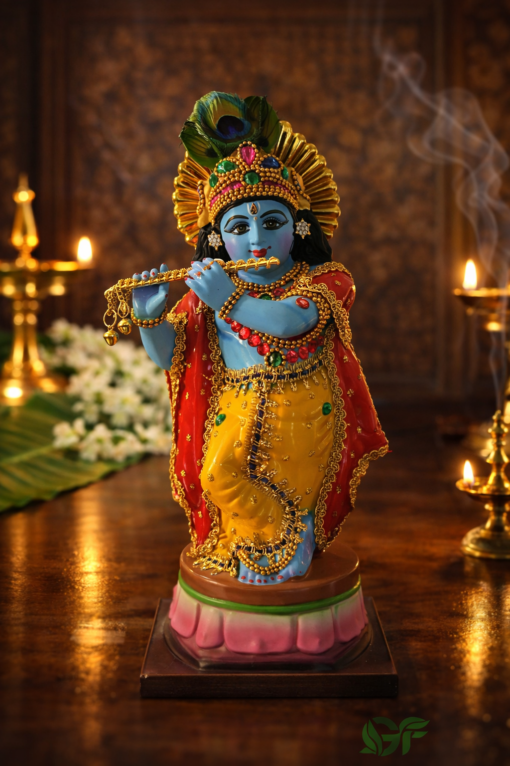 Lord Krishna Playing Flute Decorative Statue (Fibre – Non-Breakable)