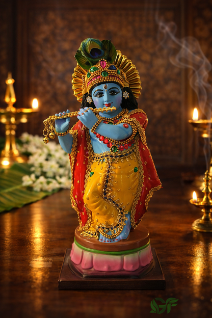 Lord Krishna Playing Flute Decorative Statue (Fibre – Non-Breakable)