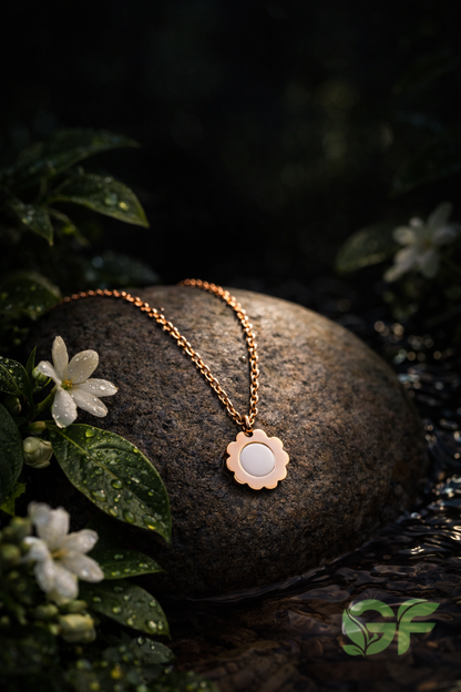 Double-Sided Floral Round Pendant Necklace