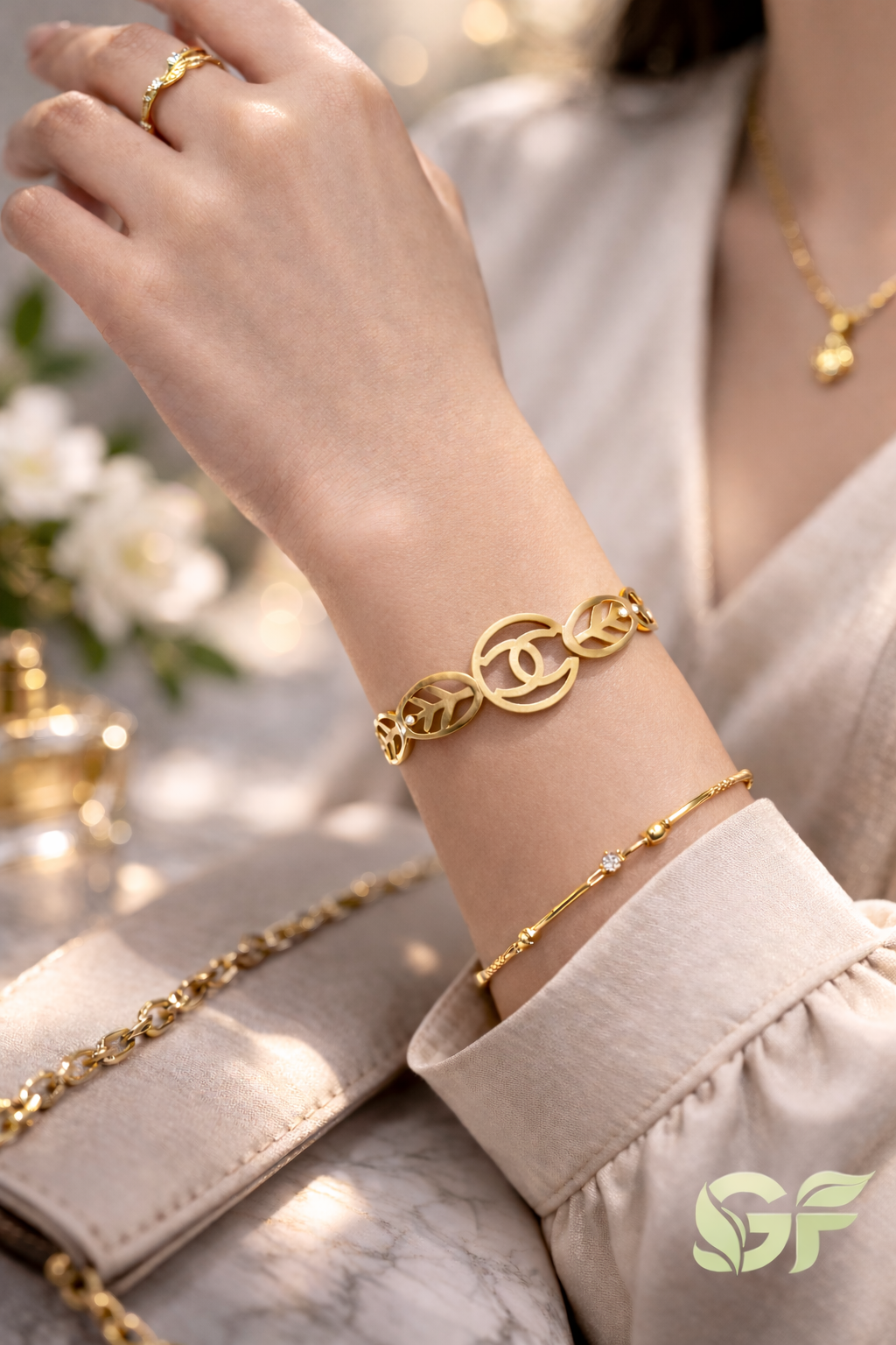 Elegant Gold Leaf Bracelet