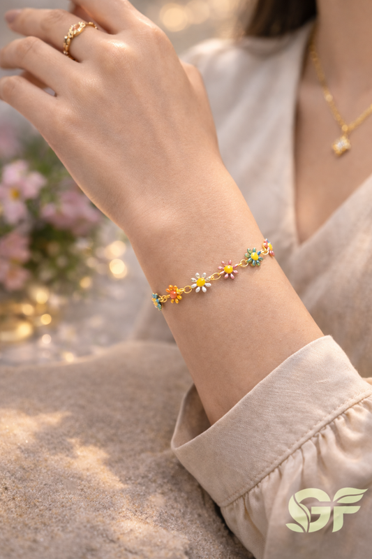 Colorful Daisy Flower Charm Bracelet