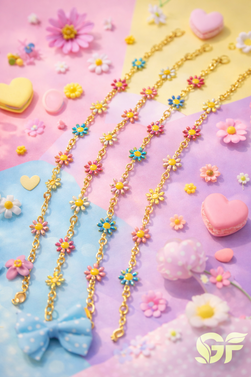 Colorful Daisy Flower Charm Bracelet
