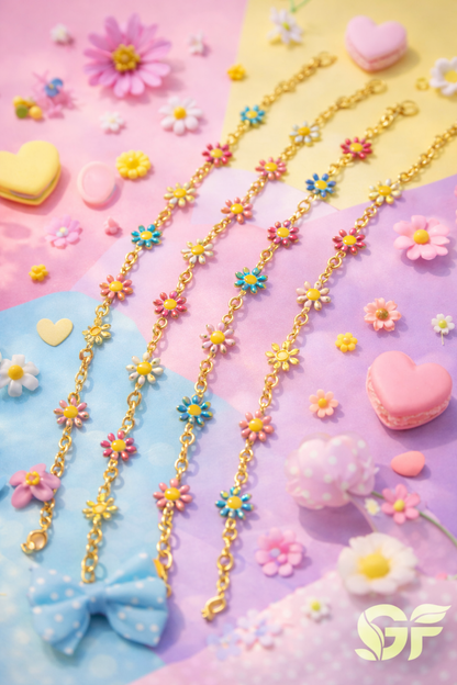Colorful Daisy Flower Charm Bracelet