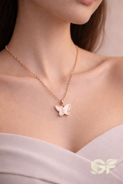 Double-Sided Butterfly Pendant Necklace