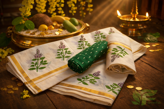 Kerala Set Mundu - Tulasi Print