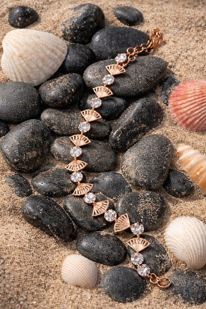 Rose Gold Crystal Charm Anklet – Beach-Inspired Elegance