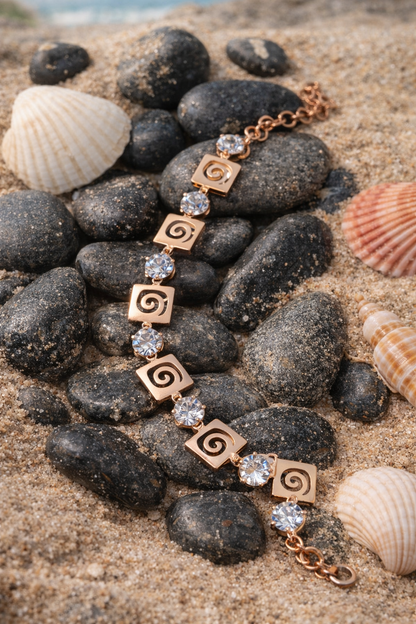 Rose Gold Crystal Charm Anklet – Beach-Inspired Elegance