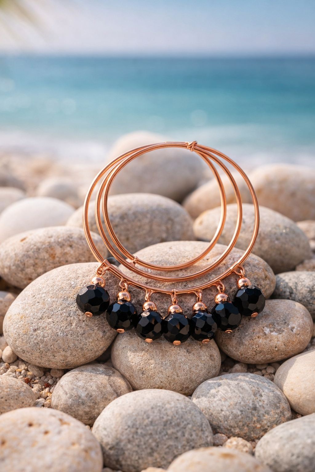 Rose Gold Pearl Charm Bangles