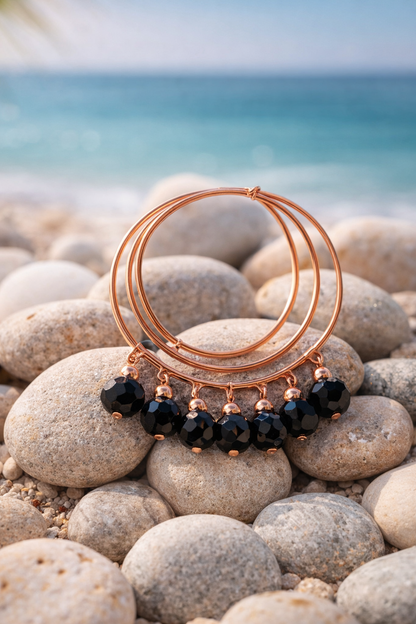 Rose Gold Pearl Charm Bangles