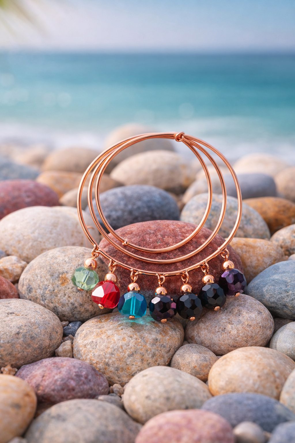 Rose Gold Pearl Charm Bangles