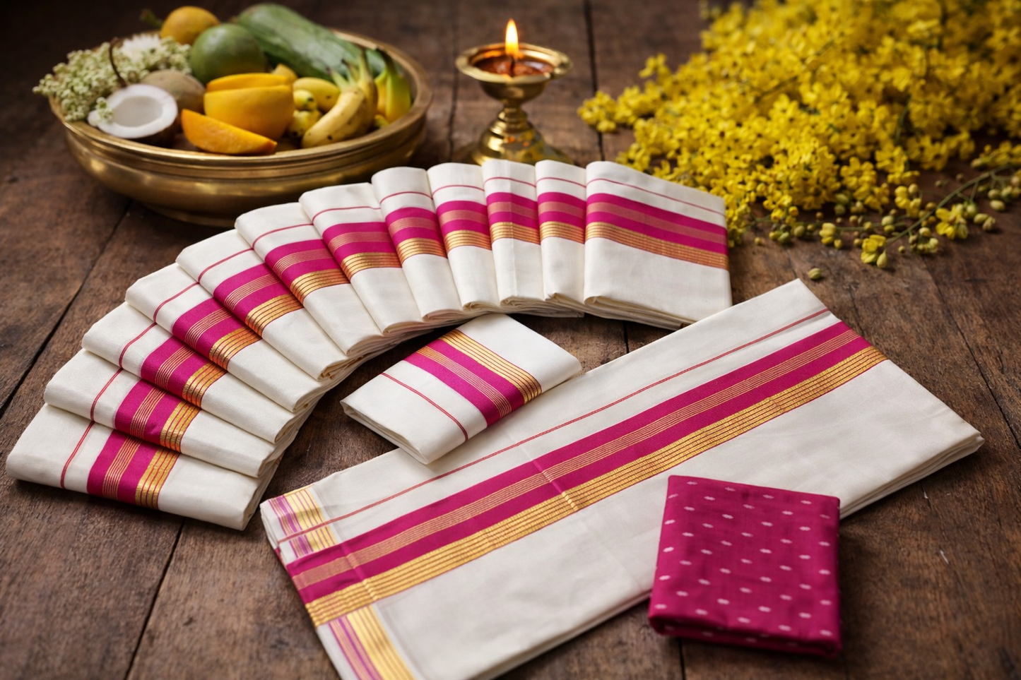 Blue Kasavu Set Mundu for Women – Traditional Kerala Two-Piece Onam & Vishu Wear