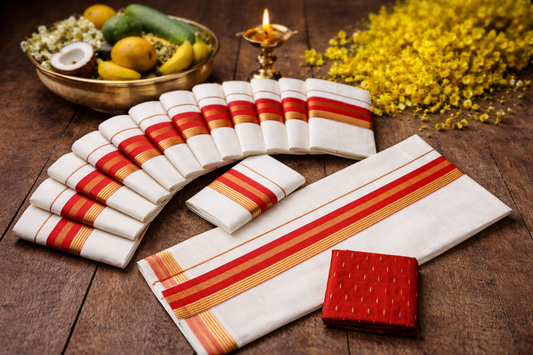 Blue Kasavu Set Mundu for Women – Traditional Kerala Two-Piece Onam & Vishu Wear