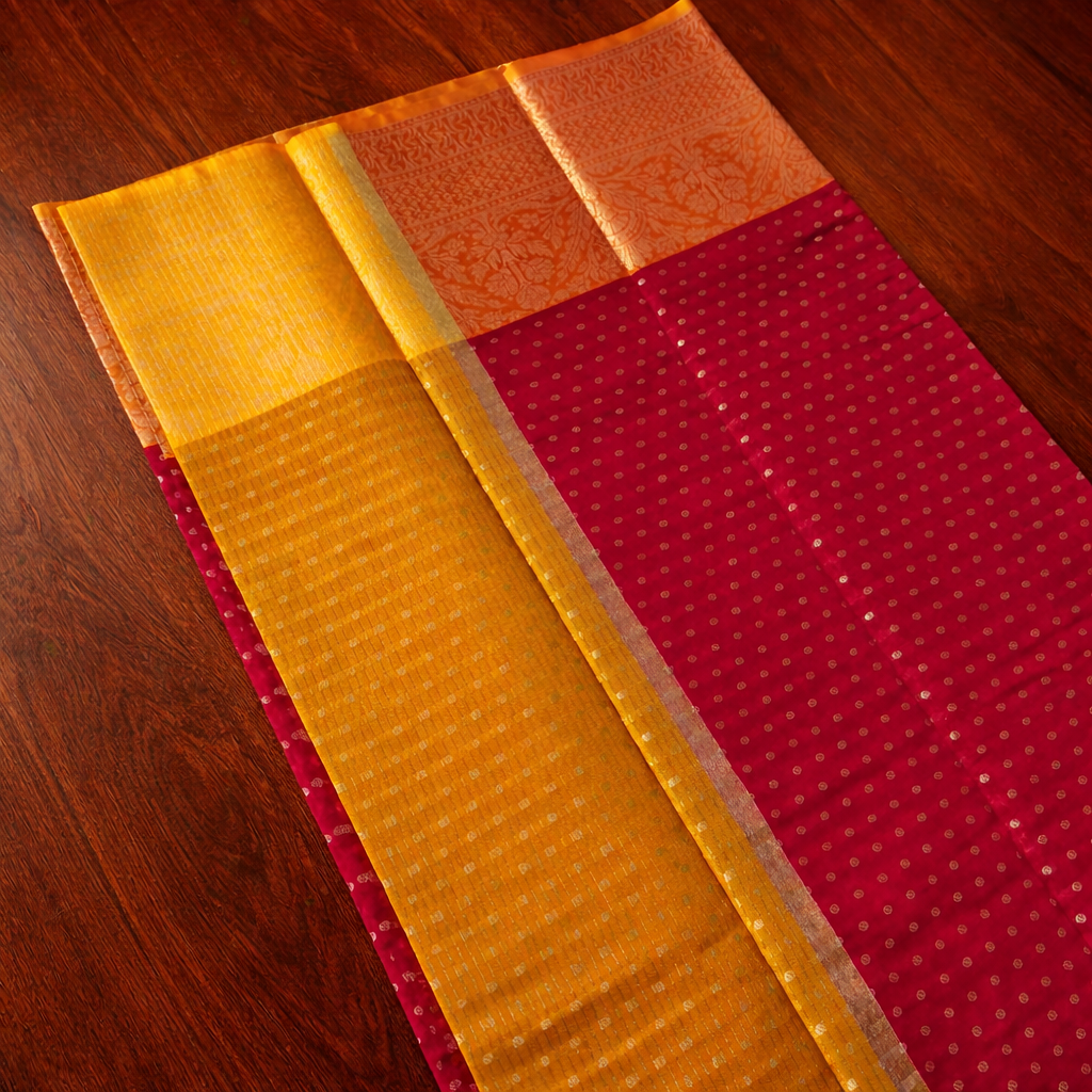 Soft Silk Saree with Kanchipuram Border – Timeless Elegance